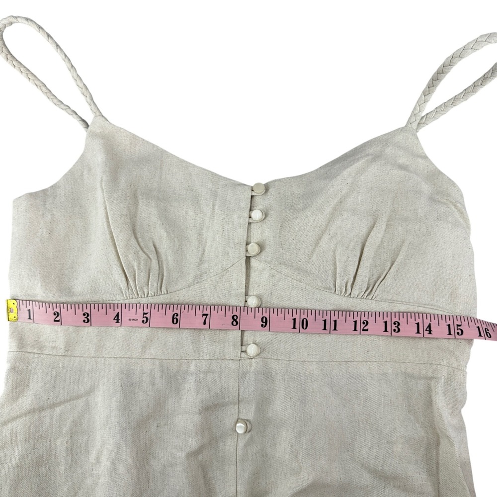 Monteau Los Angeles Beige Midi Dress Braided Straps Smocked Back L - Picture 6 of 10
